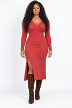 Load image into Gallery viewer, Two Toned Rust Midi Dress