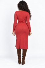 Load image into Gallery viewer, Two Toned Rust Midi Dress