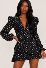 Load image into Gallery viewer, Flirty Black and White Romper