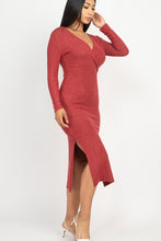 Load image into Gallery viewer, Double Side Slit Two Toned Rust Midi Dress