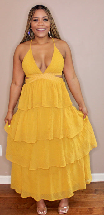 Sexy Mustard Maxi Dress