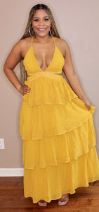 Sexy Mustard Maxi Dress