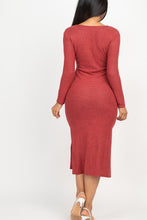 Load image into Gallery viewer, Double Side Slit Two Toned Rust Midi Dress