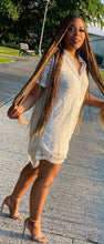 Load image into Gallery viewer, White Button Down Lace Shirt Dress