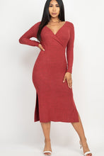 Load image into Gallery viewer, Double Side Slit Two Toned Rust Midi Dress